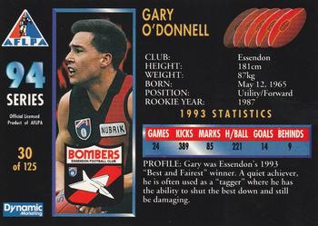 1994 Dynamic AFLPA #30 Gary O'Donnell Back